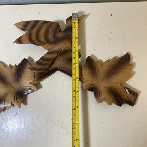 Vintage Light Brown Bird Leaves Cuckoo Clock Top Trim Parts Or Restoration - Picture 2 of 7
