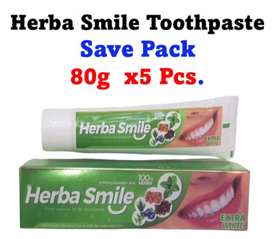 5 X Herba Smile Toothpaste Thai Herbal Concentrated Breath Refresh All Natural