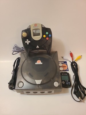 Sega Dreamcast Console System Bundle *NEW CLOCK BATTERY*  Rev 0 Clear Smoke Gray