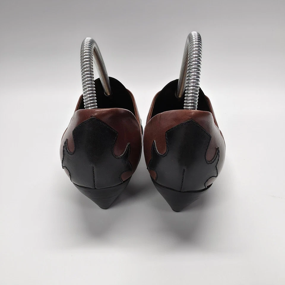 Nicole Austin Bootie Womens 9M Brown Black Leather Western Low Cut Cowgirl Ankle - Image 4 of 4