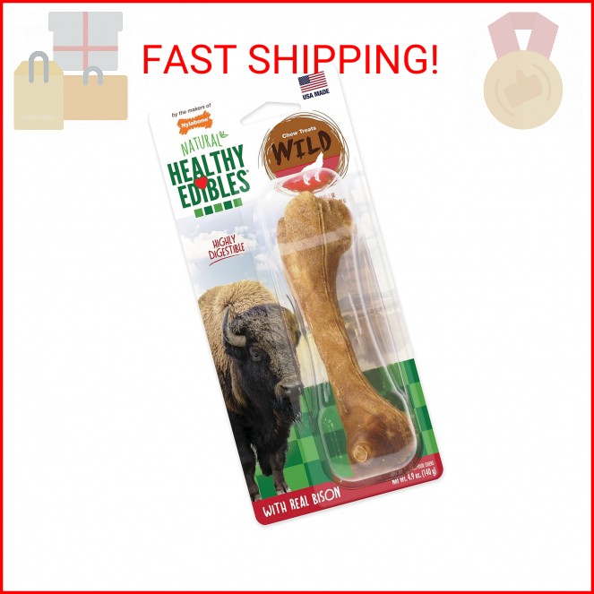 Nylabone Healthy Edibles WILD Natural Longer-Lasting Chew Treats, Bison Flavor, 