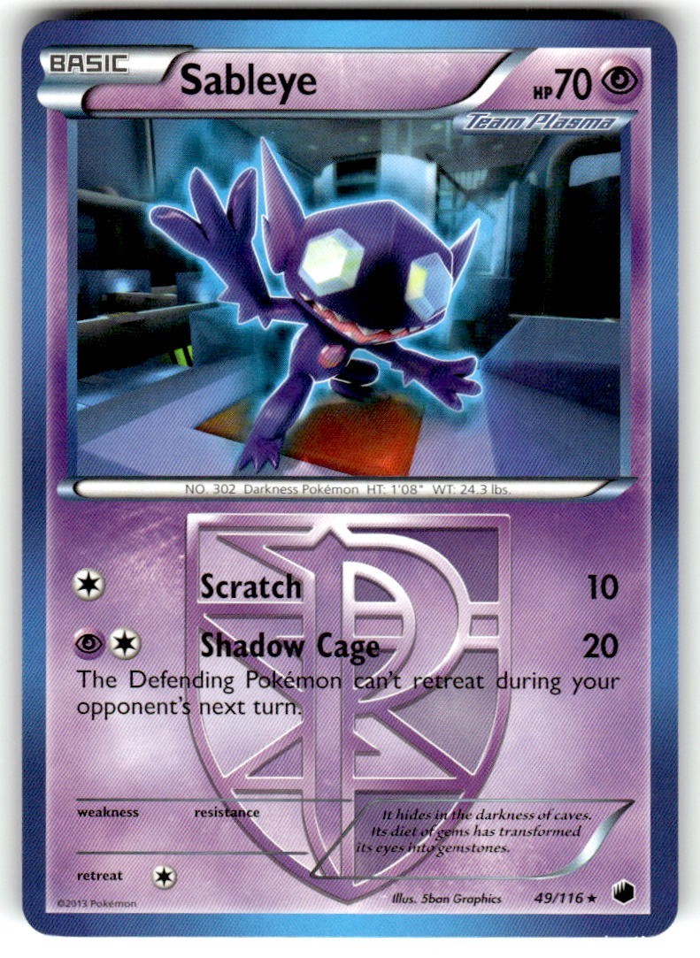 Pokemon Sableye (Team Plasma) Plasma Freeze 49/116 Near Mint NM