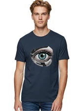 Cyborg-Eye Mens Graphic Tee, 100% Cotton, Casual Summer Wear