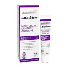 Adhesadent Moisturizing Denture Adhesive - Secure Denture Glue with Strong Grip