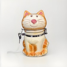 BOSTON WAREHOUSE TRADING CORP. "Sitting Pretty" Ceramic Cat Treat Hinged Jar