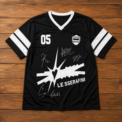 LE SSERAFIM Football Jersey Black Shirt Kpop FEARNOT Concert
