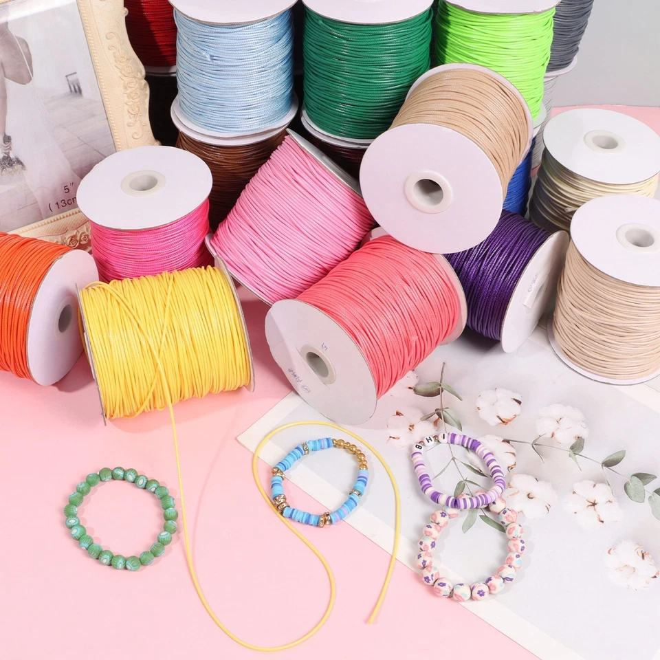 40/80Yards Korean Waxed Cord String 2mm Macrame Necklace Thread Bracelet Make - Image 4 of 4
