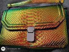 RemeeHi Hologram Snakeskin Leather Metallic Crossbody Purse 