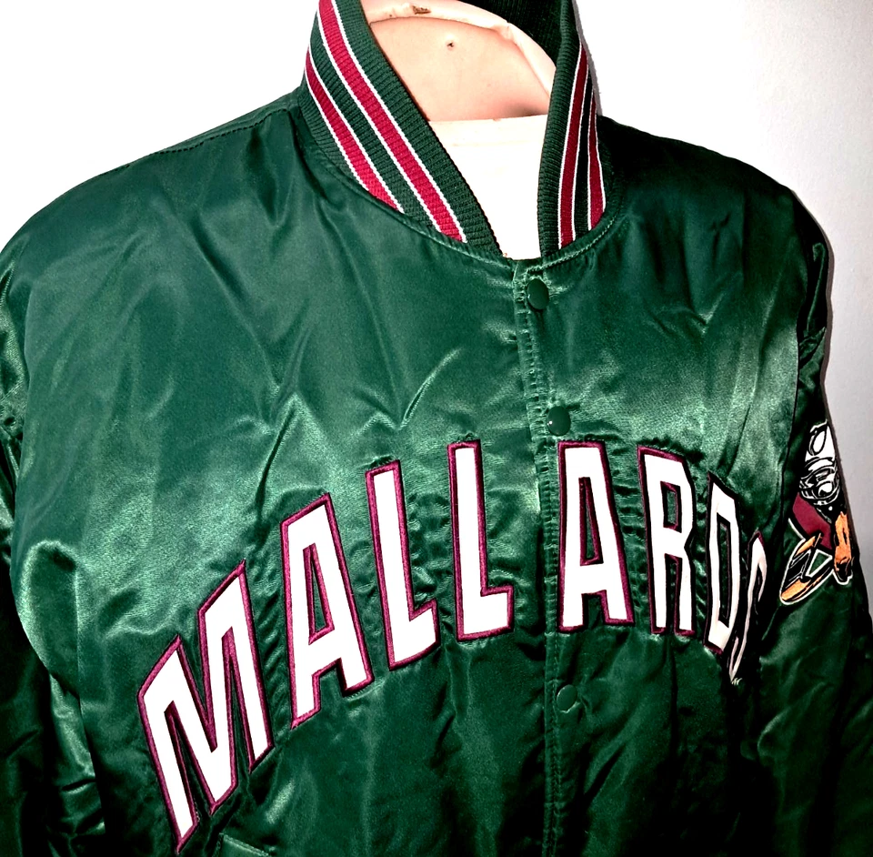 Chaqueta De Colección Años 90 QC Quad City Mallards Original Satén Talla Para Hombres L por Coliseo Foto 3 de 4