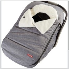 Skip Hop Infant Car Seat Cover Gray Fleece Winter Baby Carrier Cozy Cover