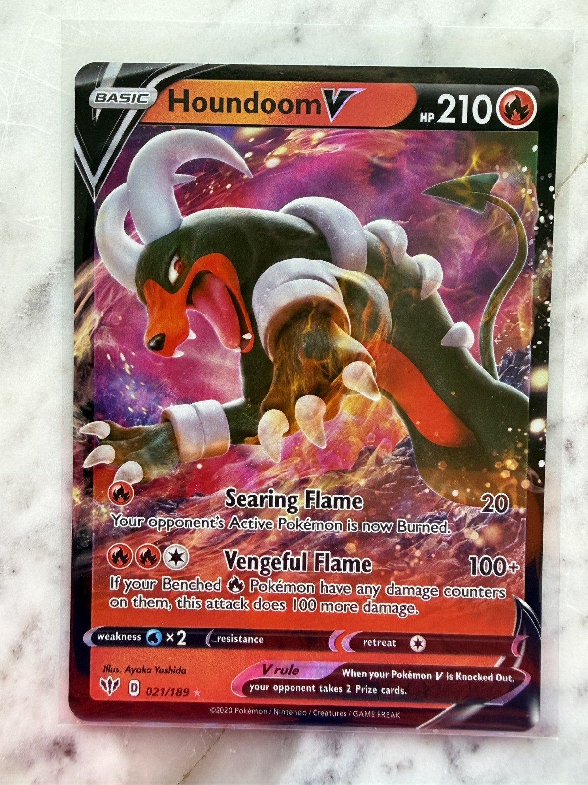 Houndoom V Holo Ultra Rare SWSH03: Darkness Ablaze 021/189 NM