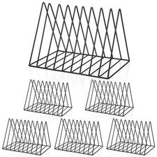 6 PCS Black 9Slot Triangle File Holder Metal Vinyl Record Magazine Organizer