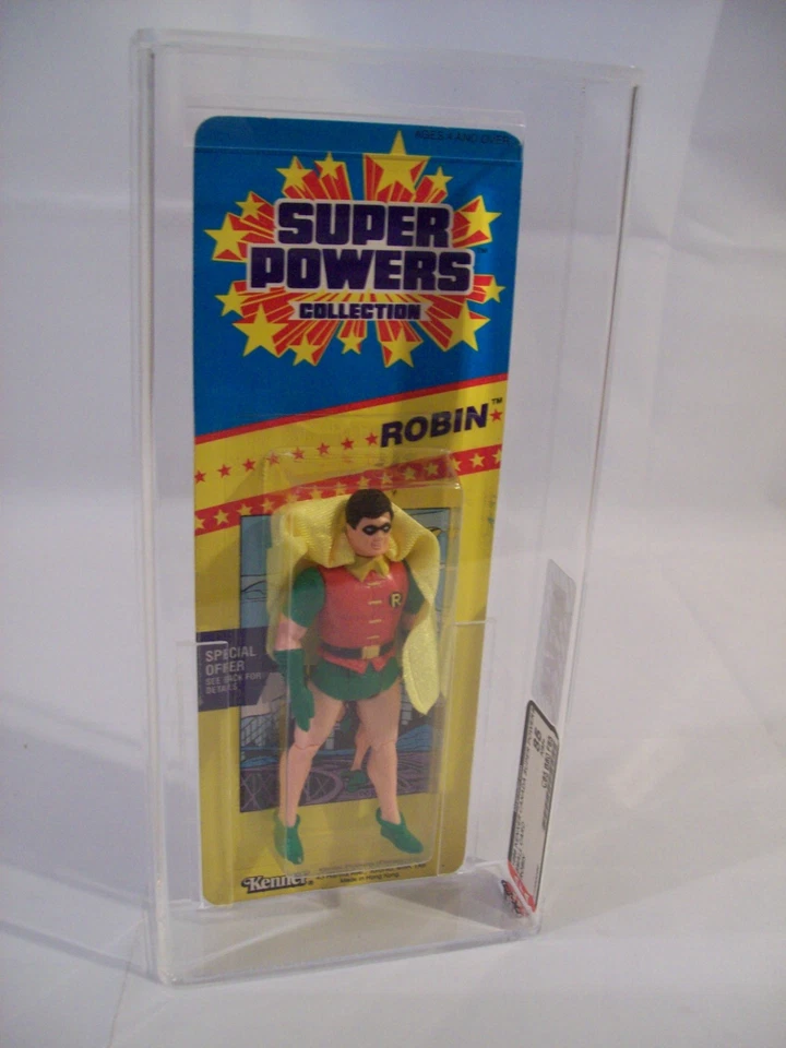 Винтажная маленькая канадская карточка Super Powers Robin Kenner 1986 как новая на картонке AFA 85 бесплатная доставка и доставка - Изображение 3 из 4