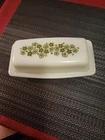 PYREX - #72-1 Green on White SPRING BLOSSOM GREEN Butter Dish, Lid
