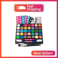 Maydear Face Painting Kit for Kids, 32 Colors Water Based Makeup Palette with St