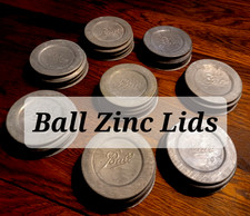 Ball ZINC LIDS Mason Jar  ~ Lot of 8 ~ REGULAR MOUTH Canning Porcelain Vintage