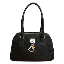 Dior Trotter Print Sholder Bag in Black Used Vintage Woman