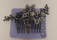 Claire's Hair Comb Reinstones Black New On Card Prom Wedding Goth Hair Barrett