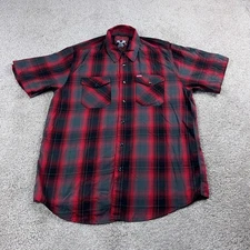Dixxon Flannel Comapnt Shirt Mens Large Red Plaid Blood Sweat And Tears Snap