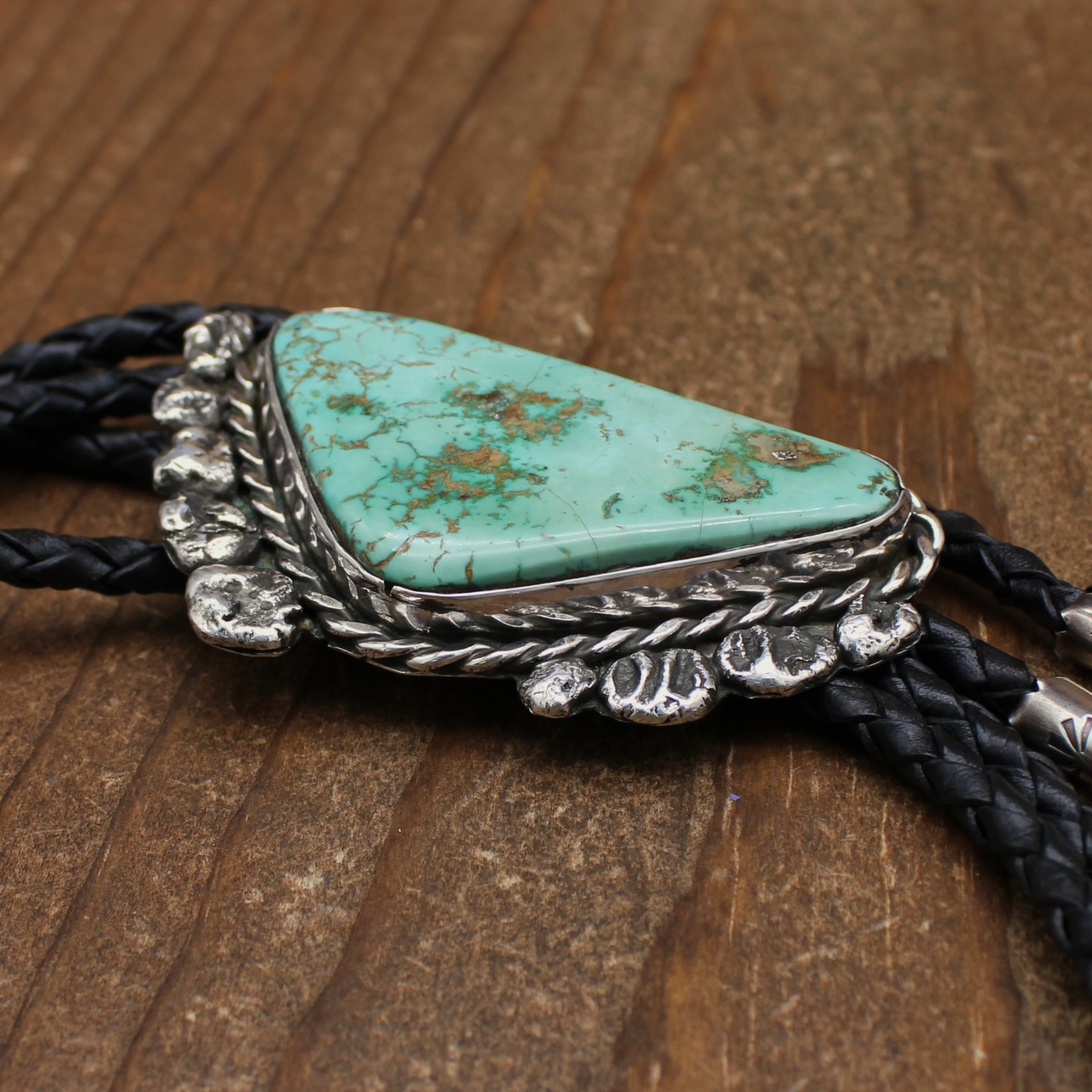 Large Sterling Silver Triangular Turquoise Stone … - image 3