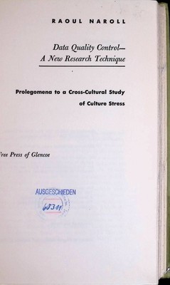 Data Quality Control: A New Research Technique: Prolegomena to a Cross-Cultural 