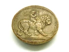 superb terracotta medallion angel on a lion 19th century