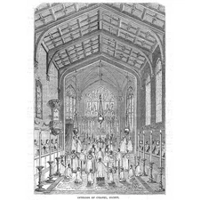 BIRMINGHAM Interior of the Chapel at Oscott - Antique Print 1844