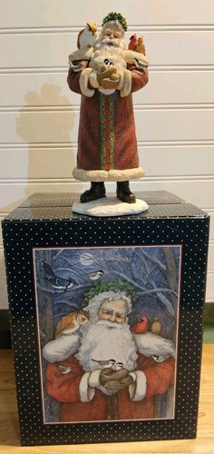 Vtg Lang & Wise Classic Santa Collection 1998 Santa's Feathered With Box