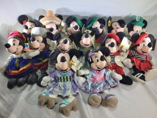 Rare Vintage Disney MICKEY MINNIE MOUSE GLOBETROTTING Bean Bag Plush Set Of 14