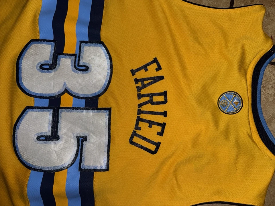 Camiseta Kenneth Faried #35 Denver Nuggets Juvenil Pequeña Amarilla Adidas Niños Foto 3 de 4