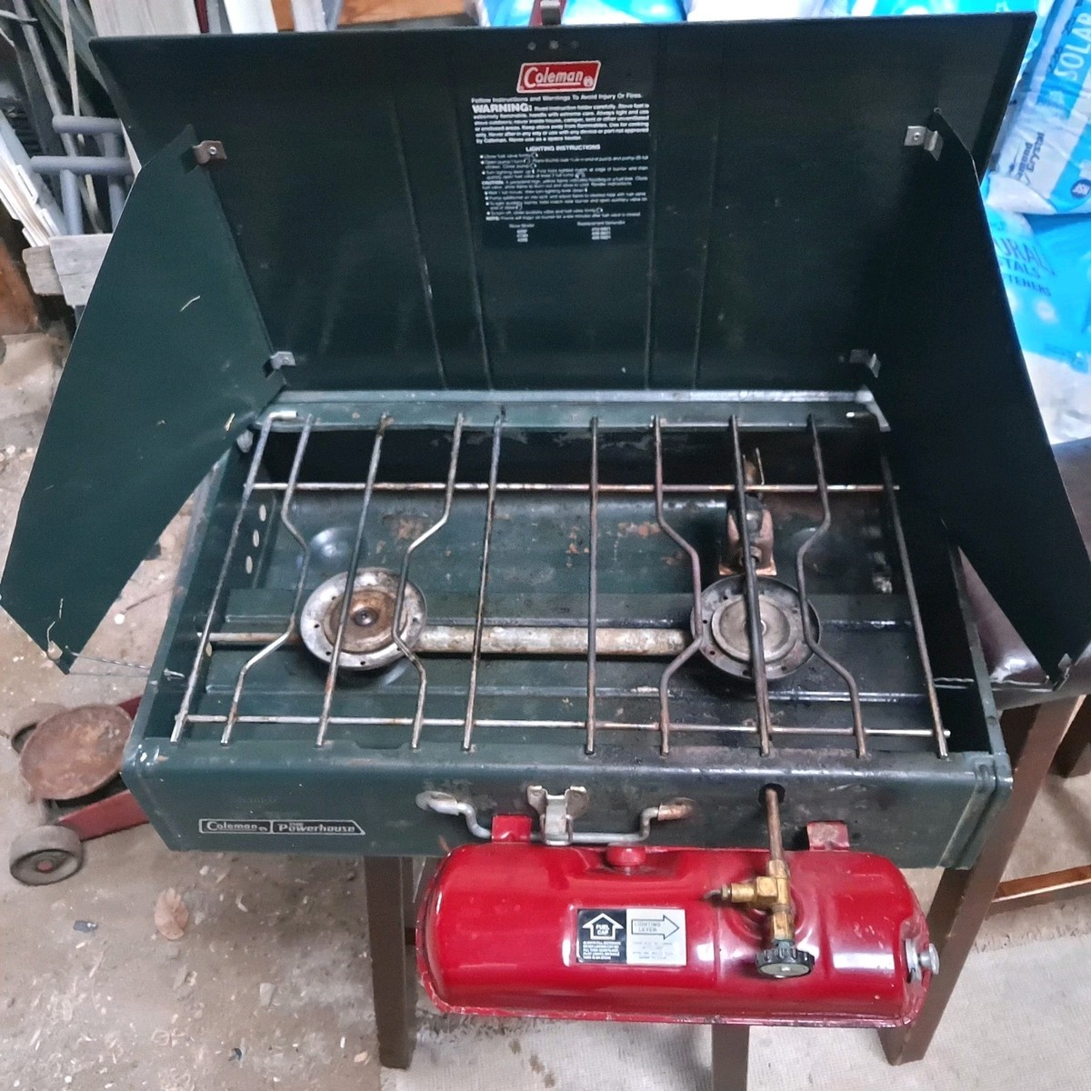 413H Coleman Powerhouse Camp Stove 新品未使用 Vintage Coleman 413H Powerhouse Dual 2 Burner Gas Camp Stove 03