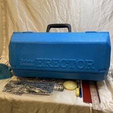 1976 Gabriel Erector Set Blue Plastic Case w/Pieces  Instructions