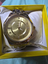 Invicta Men’s Quartz Wristwatch Gold Sunburst Dial Two-Tone Steel 69022 Box