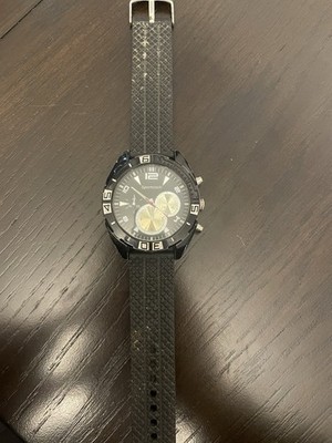 Sportstech Men's Chronograph Quartz Wristwatch Black Rubber Band