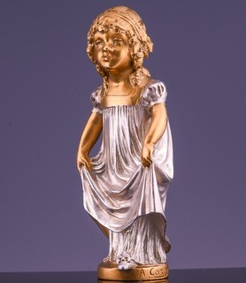 VERY FINE FRENCH ART DECO SILVERED BRONZE YOUNG GIRL FIGURE DESK WAX SEAL CARON