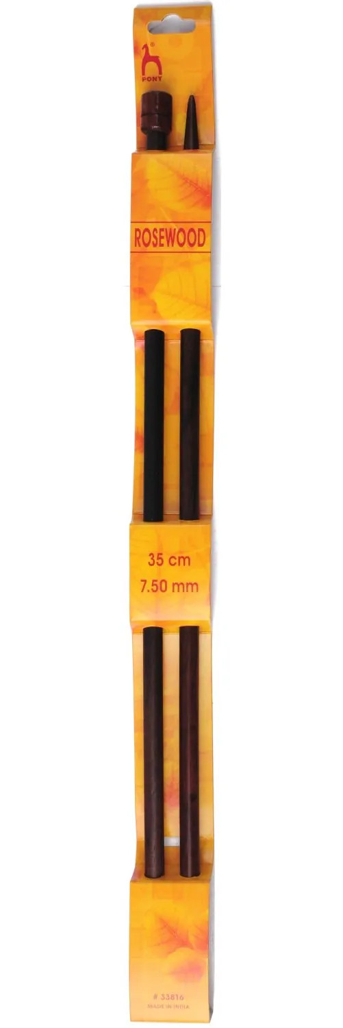 Pony Rosewood Knitting Pins - Single Ended (35cm x 7.5mm)