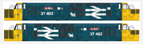 Klebe Vinyl Klasse 37 Aufkleber Anzug Spur N Dapol / Farish - BR blau 37402 | Condition: New
