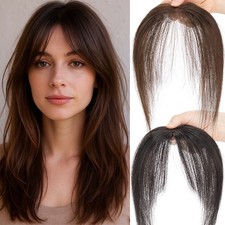 Thin Clip In 100 Real Remy Human Hair Silk Lace Topper For Women Hairpiece Bang