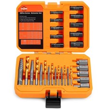 29-Piece Screw Extractor Set with Left Hand Drill Bits Multi-Spline Bolt Ex...
