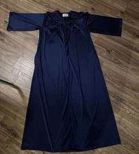 Vintage Vanity Fair Full Length Nightgown Robe Navy Nylon Antron III Size M. USA