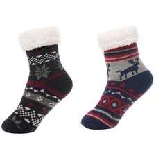 A2Z 4 Kids Boys Christmas Fluffy Sherpa Fleece Lined Non Slip Gripper Xmas Socks