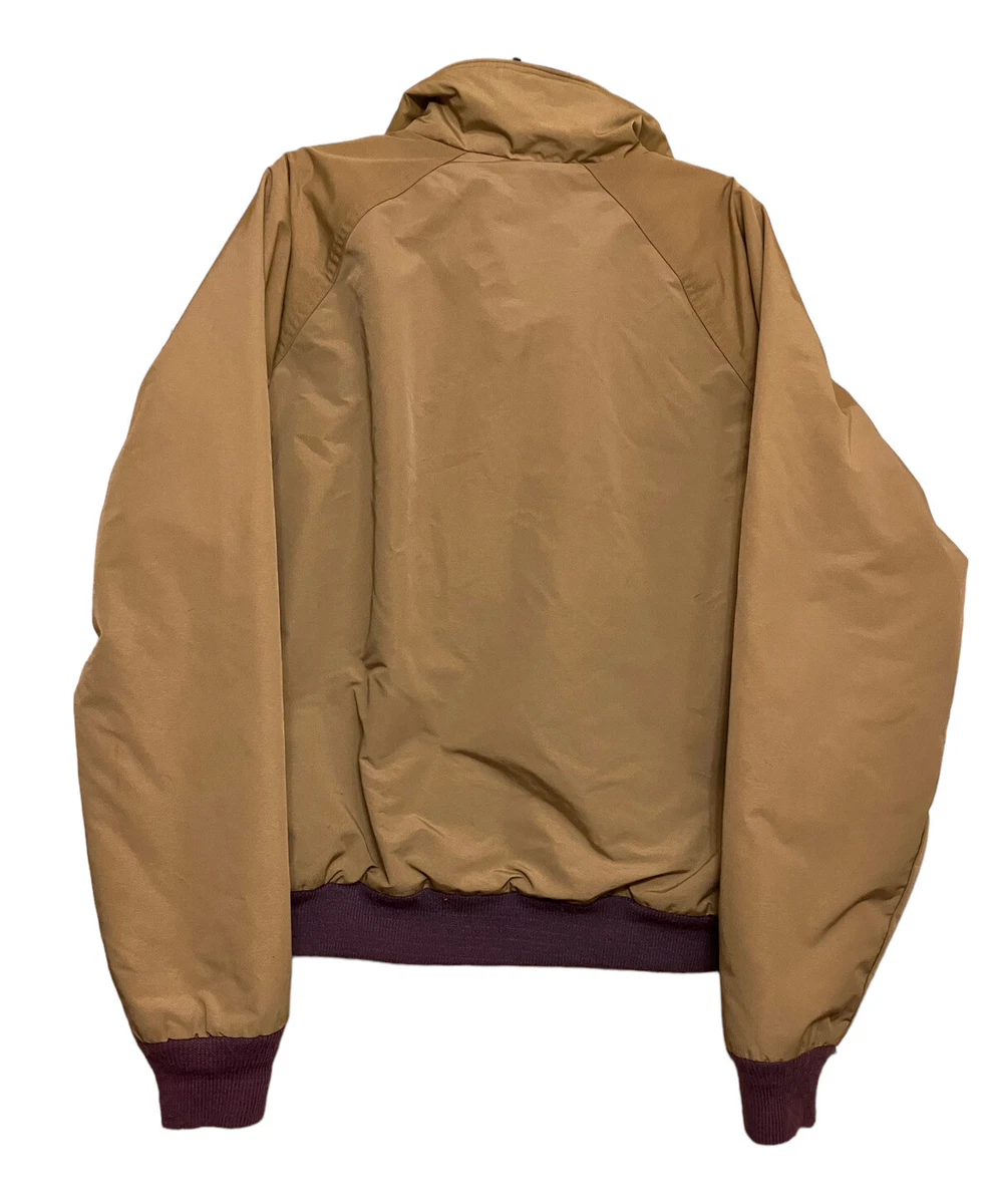 Vtg USA LL Bean Beige Brown Bomber Harrington Baracuta Jacket Fleece Lined Sz LT