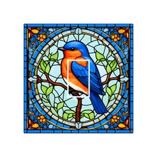 Cute Bluebird Stained Glass Opaque Light Switch Cover Vinyl Sticker 84x84mm