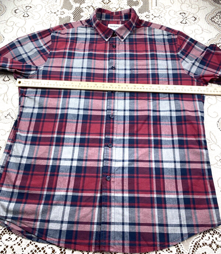 Camisa para hombre Goodfellow & Co grande azul borgoña a cuadros manga larga Northrop - Imagen 6 de 16