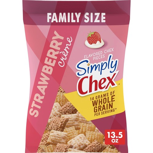 Simply Chex, Strawberry Creme Snack Mix, Family Size, 13.5 oz Bag - 第 1/9 張圖片