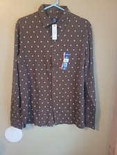 GEORGE MENS KNIT BUTTON DOWN LONG SLEEVE SHIRT SOFT 100 COTTON S 34-36 MENS