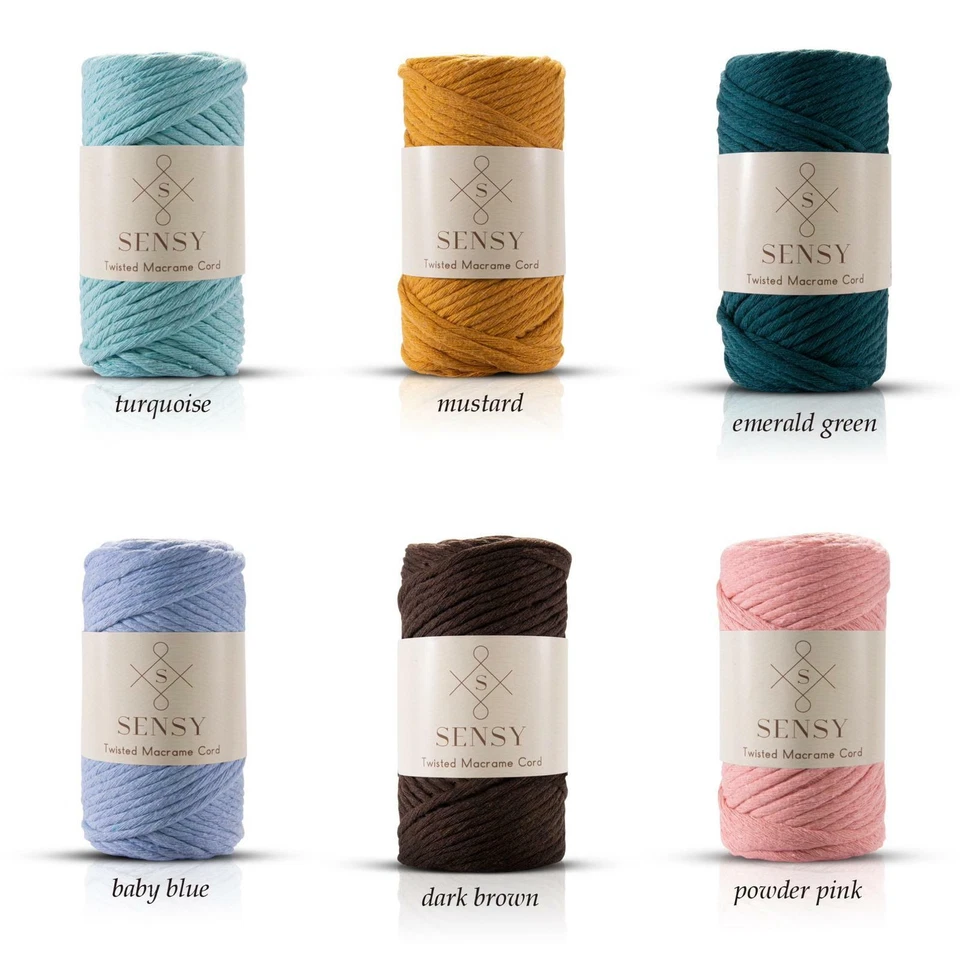 Cuerda de macramé trenzada individual 100 % algodón 3,5 mm 246 pies 20 colores opción Foto 2 de 4