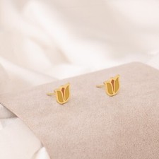 925 Sterling Silver Minimal Flower Enamel Stud Earrings For Women Duty Free