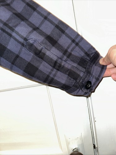 Merona Flannel, Quilted Lined, Purplish Grey and Black, Jacket Men’s W/ Pockets - Picture 10 of 20