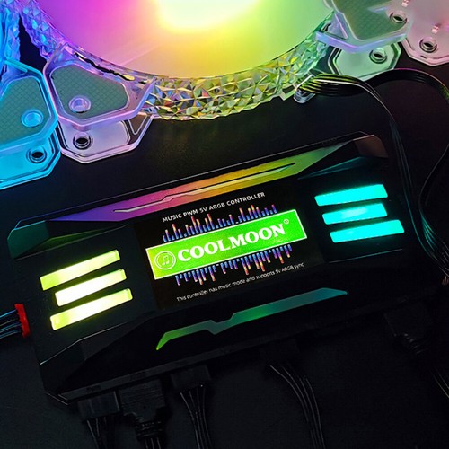 2 Pièces COOLMOON RGB Contrôleur 4Pin PWM 5V 3Pin ARGB Ventilateur Télécommande (Sch - Photo 3/12